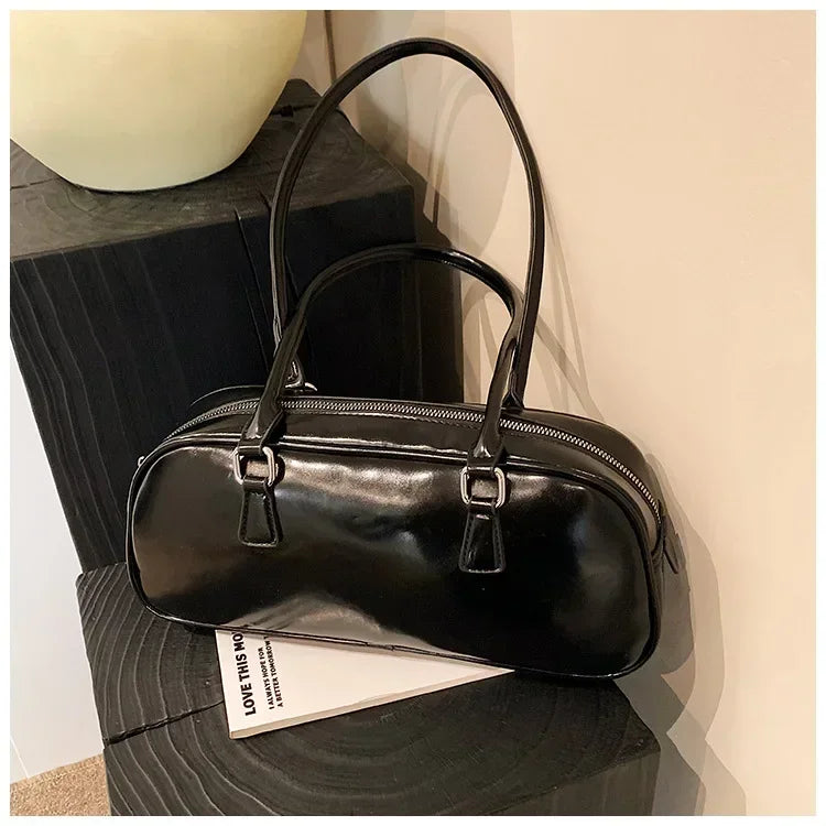 Retro Solid PU Leather Underarm Bag | Soft Korean Fashion Shoulder Purse Luxegan