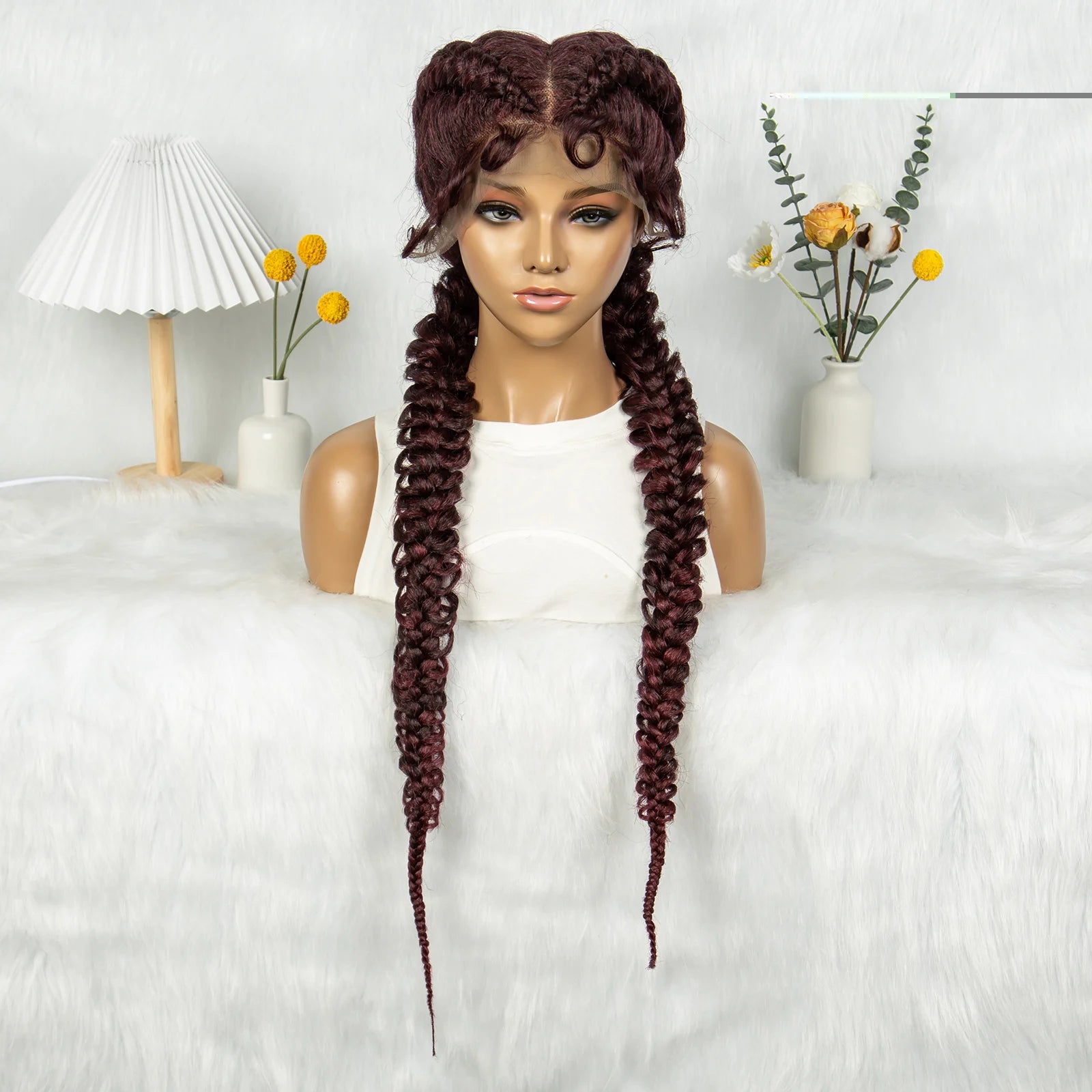 36" Twisted Braids Lace Front Wig | 13x1 | Senegalese Twist | Baby Hair | Handmade Synthetic Braids Luxegan