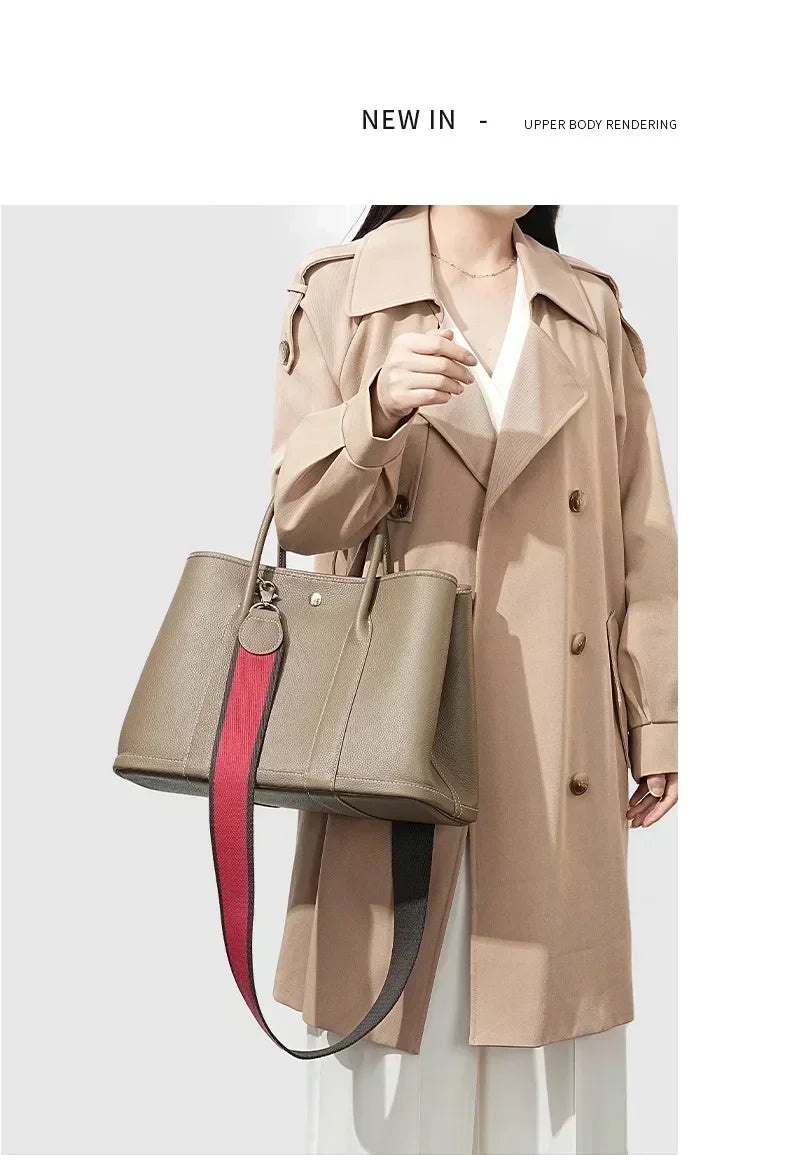 Minimalist Leather "Paper Bag" Organizer | Sophisticated High-End Portable Makeup Handbag | Elegant Solid Color Leather Tote for Women | Versatile Birthday & Anniversary Gift Crossbody Bag Luxegan