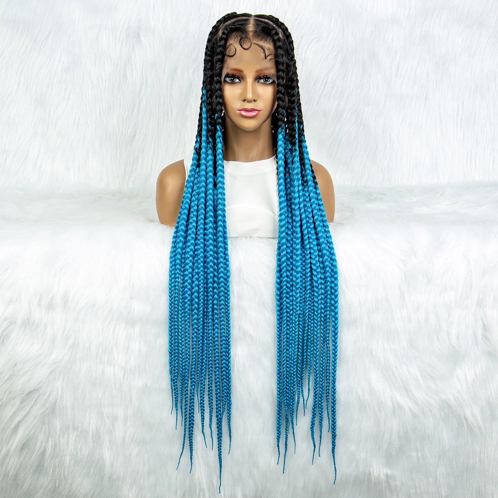 KIMA 36" Colorful Knotless Box Braids Wig | Lace Front & Baby Hair Luxegan