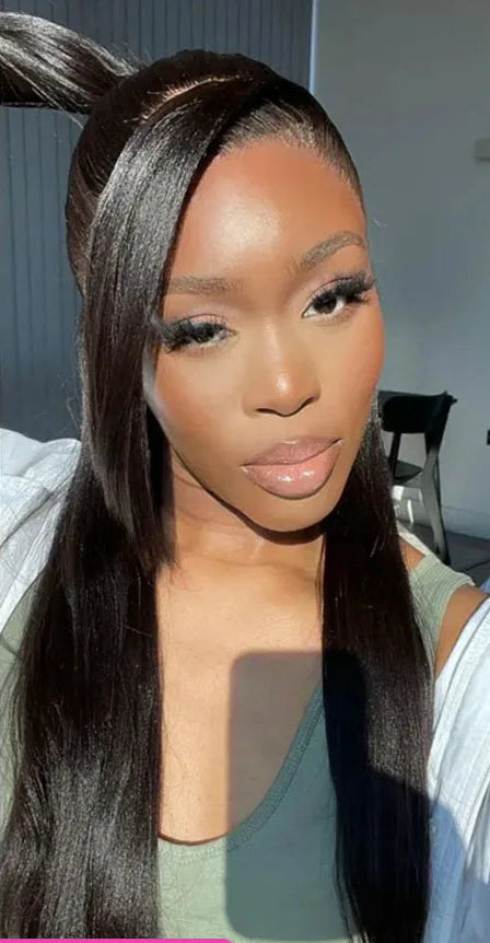32-Inch Yaki Straight HD Lace Frontal Wig | 250% Density Glueless & Invisi-Drawstring Luxegan