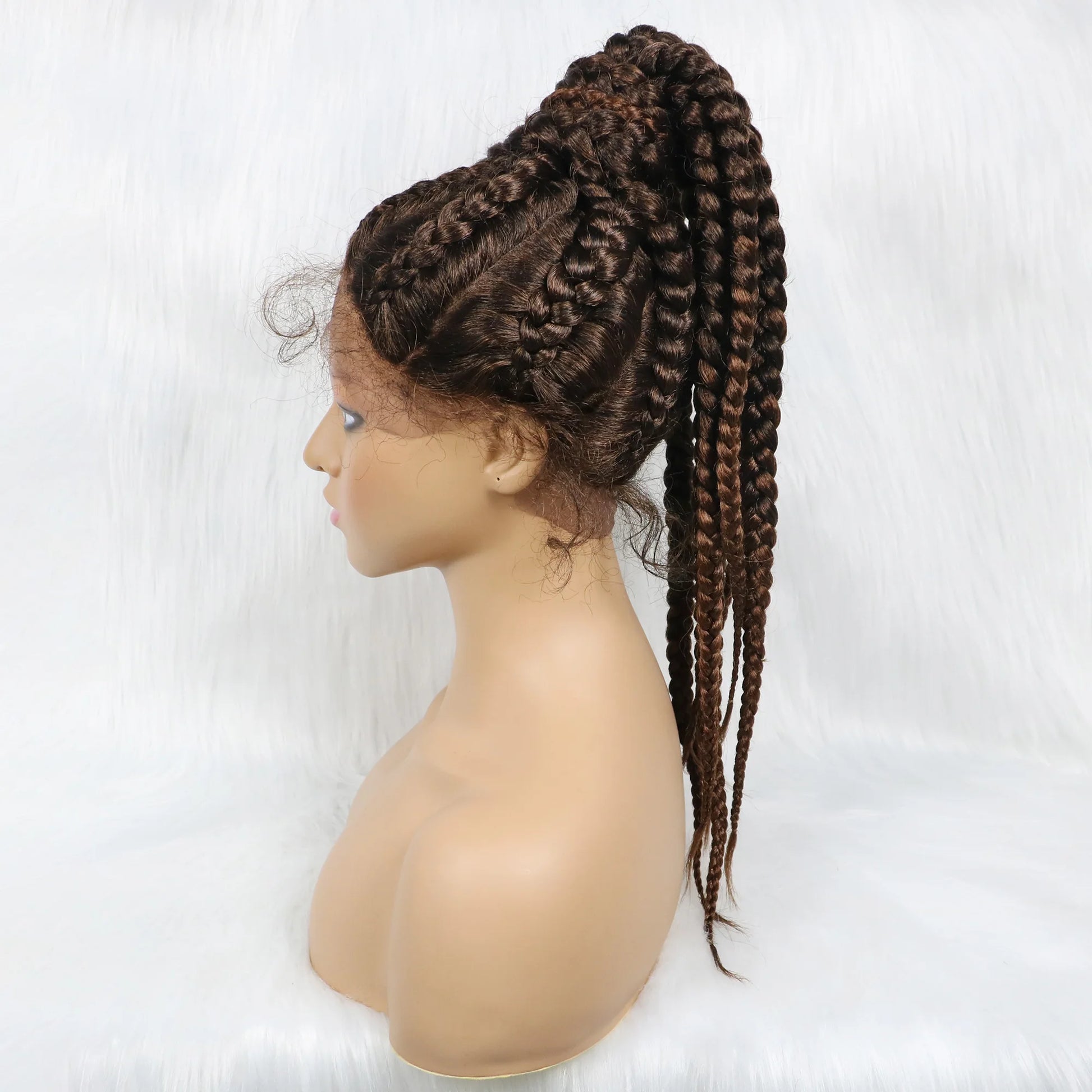 24" Ombre Braided Ponytail Wig | Lace Front with Baby Hair Luxegan