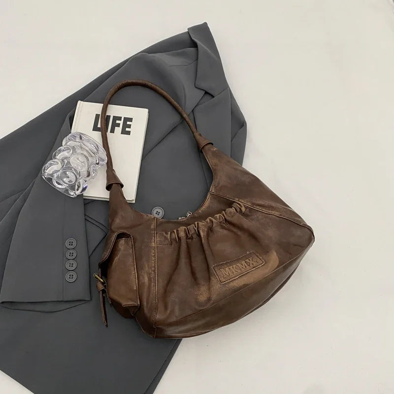 Retro Leather Shoulder Bags for Women | Spring Vintage Underarm Bag Handbags and Purses | Latest Fashion Hand Bag Luxegan