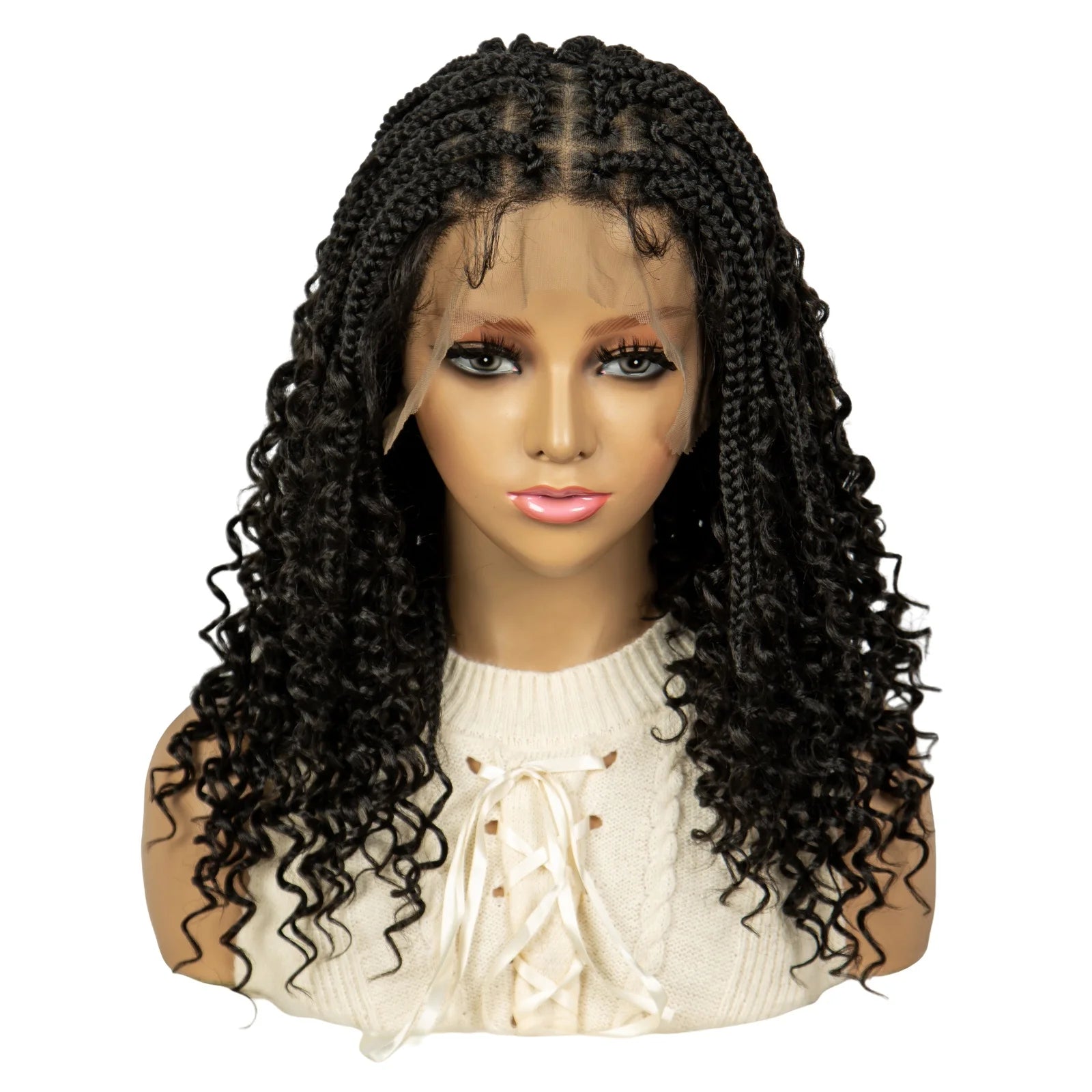 Bohemian Knotless Box Braids Wig | Goddess Locs with Curly Ends Luxegan