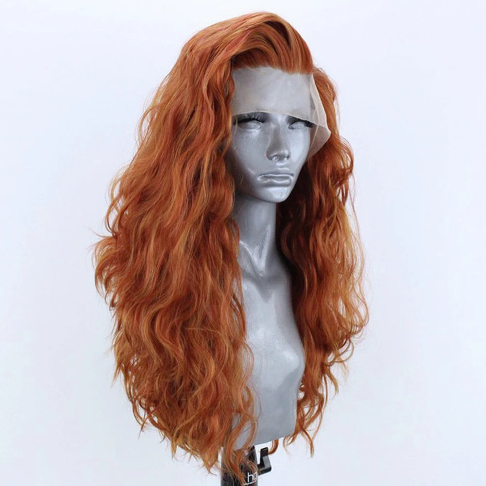 13x4 Ginger Wavy Lace Front Wig | Heat Resistant Synthetic Hair | Cosplay | Long Wavy Wig | Blonde