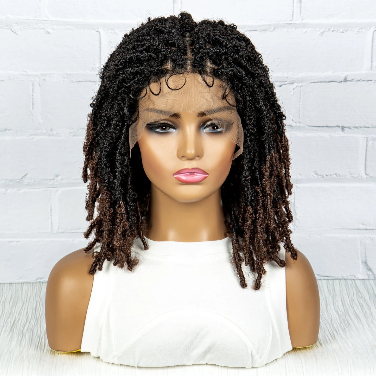 Burgundy Short Faux Locs Wig | Knotless Braids | Synthetic Lace Front | With Baby Hair | For Women