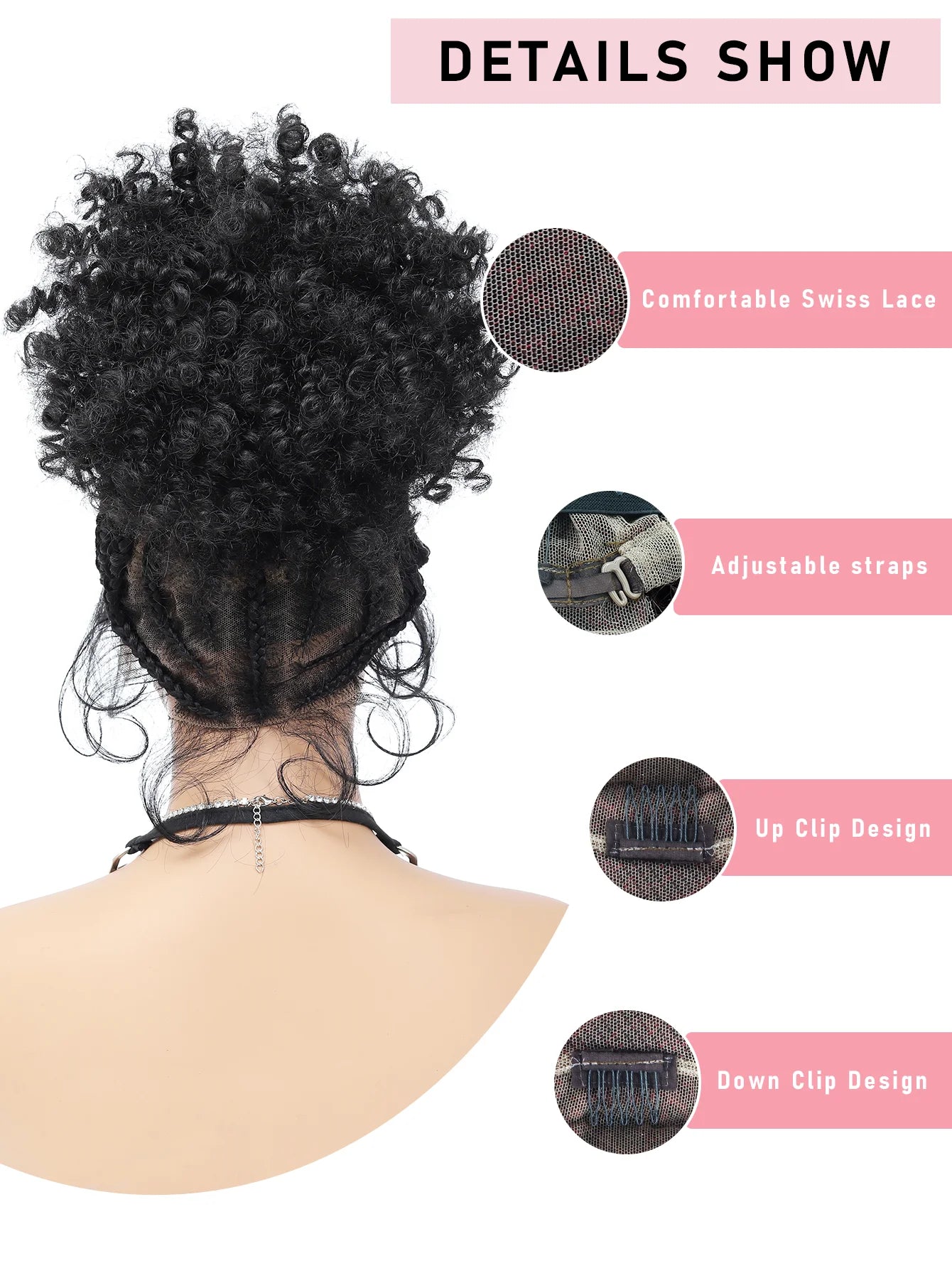 10" Braided Wig with Buns | Cornrow Braids | Full Lace | Ponytail | Synthetic Wig for Black Women