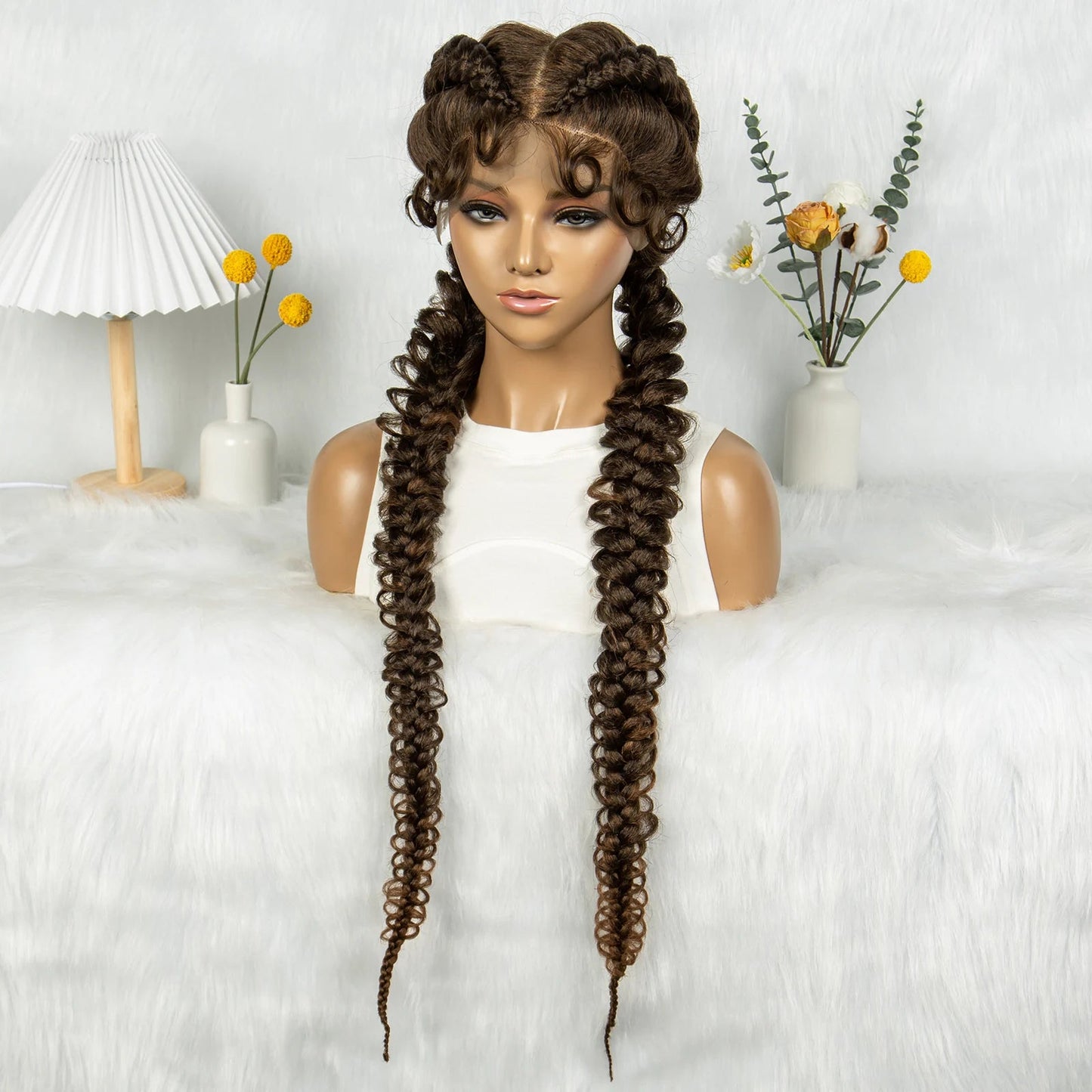 36" Twisted Braids Lace Front Wig | 13x1 | Senegalese Twist | Baby Hair | Handmade Synthetic Braids Luxegan