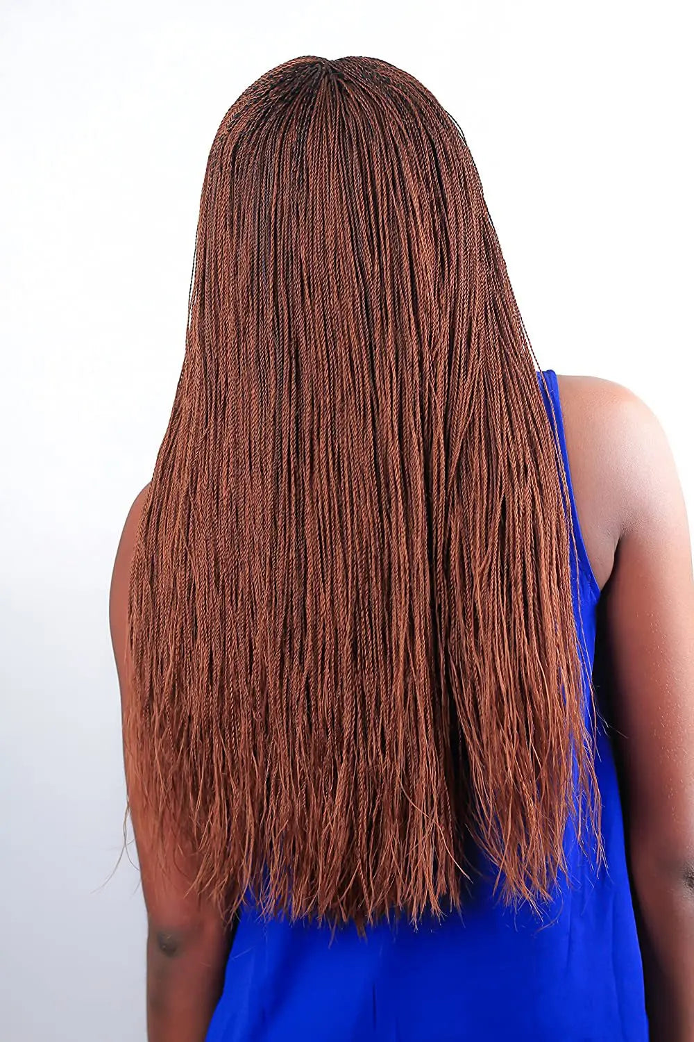 Long Brown Micro Million Twist Wig | Synthetic Hand Braided | Afro Braided Wigs for Black Women