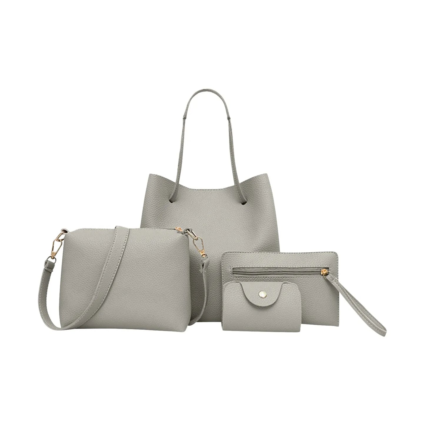 4pcs Women Lady Fashion Handbag Set | Shoulder Bags, Tote, Purse, Messenger Satchel & Crossbody with Card Case Holder Wallet for Girls Luxegan
