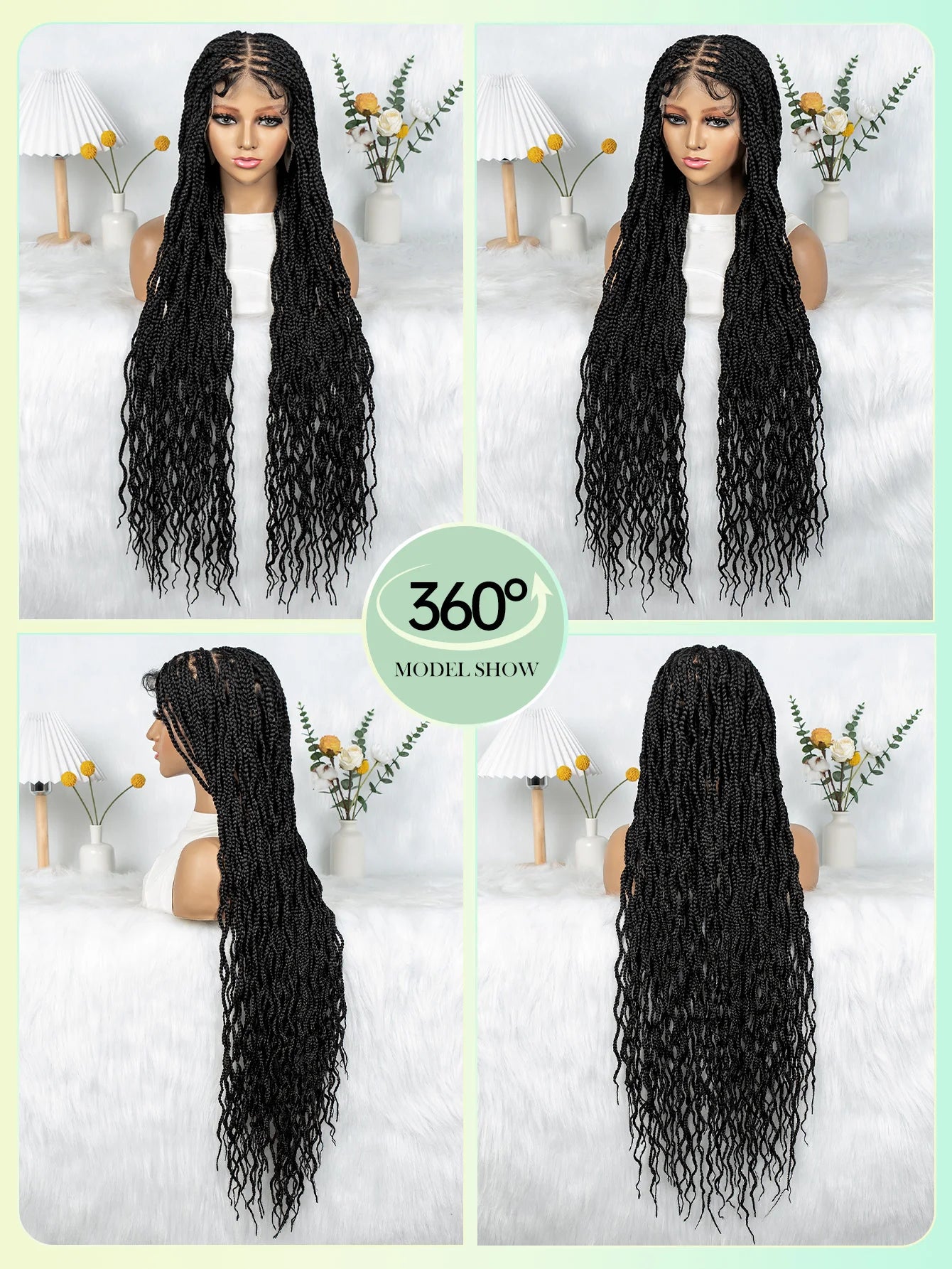 Crochet Box Braids Full Lace Wig with Pre-Plucked Hairline Luxegan