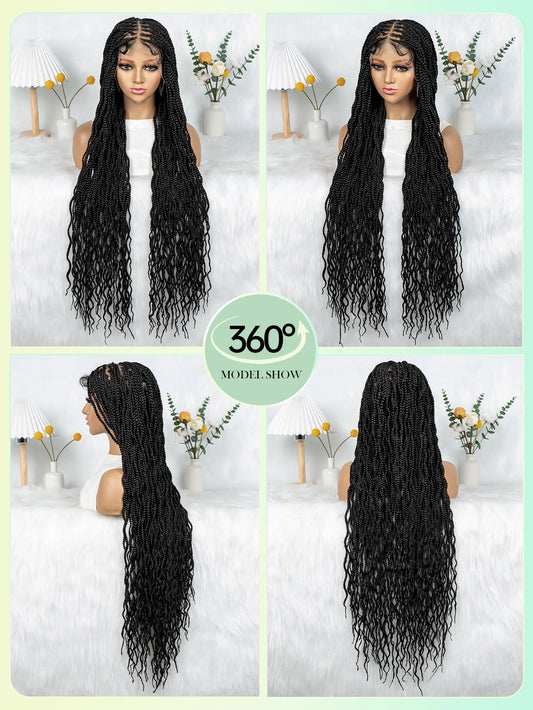 Crochet Box Braids Full Lace Wig with Pre-Plucked Hairline Luxegan