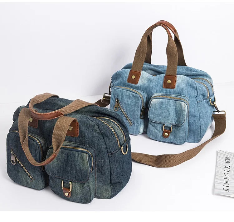 High-Quality Casual Denim Women’s Handbag | Vintage Blue Jeans Crossbody Bag | Large Travel Shoulder Tote & Big Bolsa Luxegan