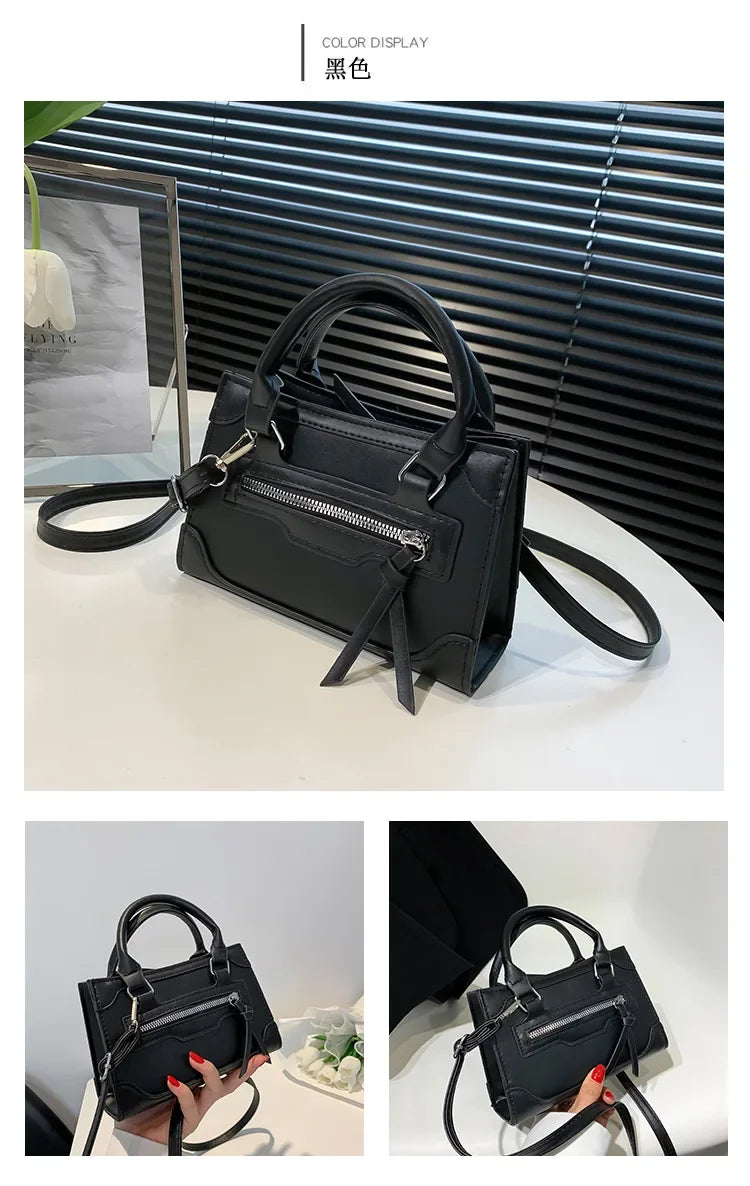 Western Style Crossbody Bag | Simple Textured Square Handbag Luxegan
