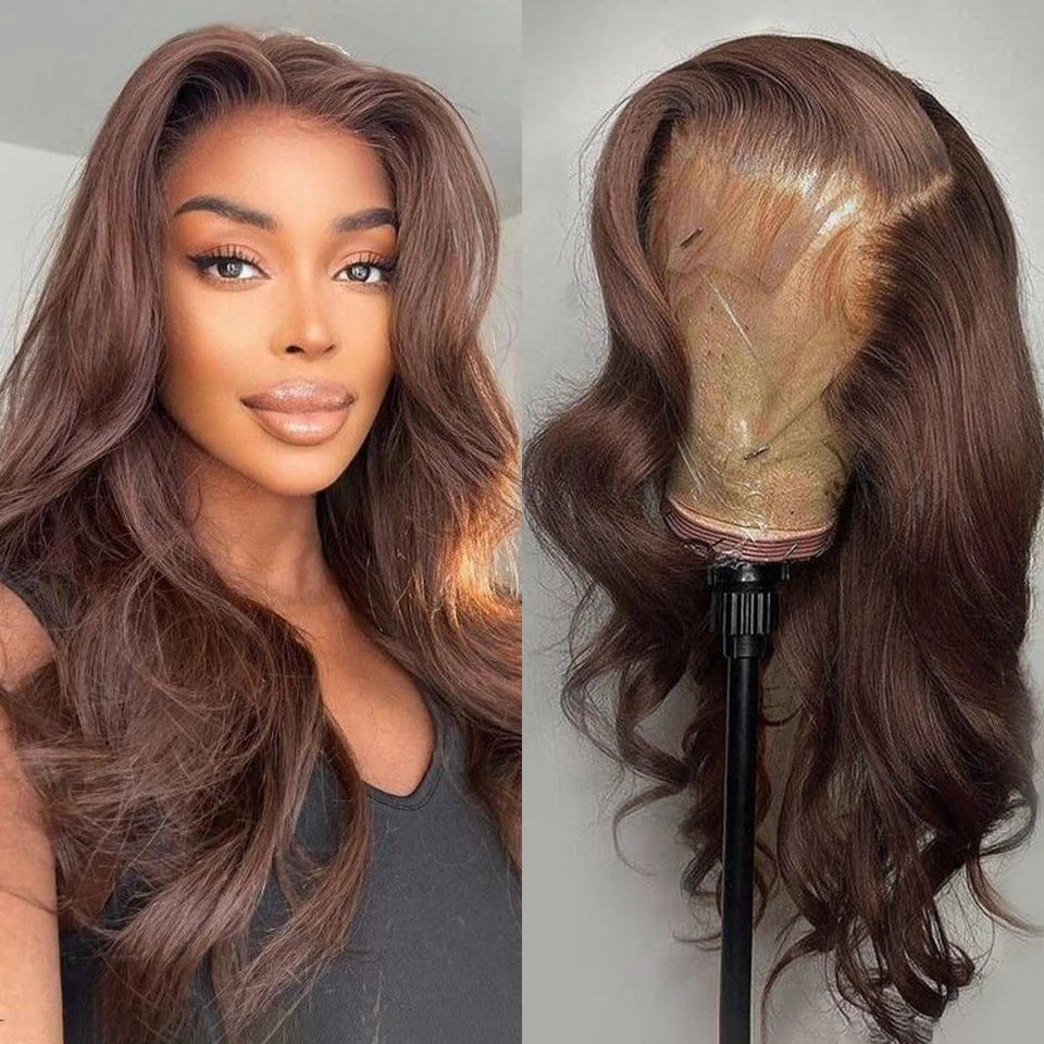 Sleek 28-Inch Body Wave HD Lace Wig - 13x6x1 Transparent Swiss Lace Frontal Human Hair Wig - 100% Natural Brazilian Remy Human Hair Glueless Long Wig for Women Luxegan
