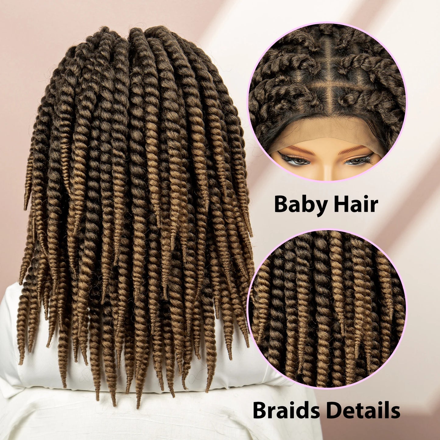 Twisted Braided Wig | Bob Twist Crochet Wig | Full Lace Braided Wig for Black Women | Kanekalon Hair