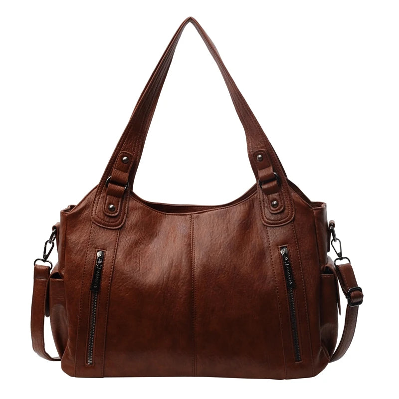 Premium Genuine Cow Leather Large Capacity Tote | High-End Rivet & Sequined Messenger Bag | Sophisticated Square Fashion Shoulder Bag | Elegant Versatile Crossbody Handbag with Cotton Lining Luxegan
