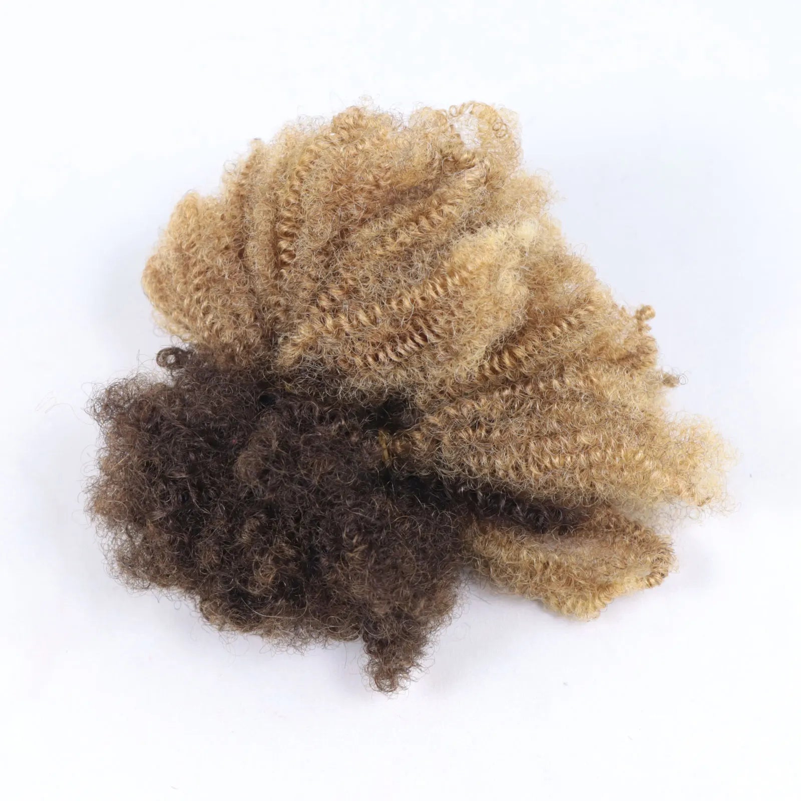 #30-#1-#30 Ombre Brown Afro Kinky Curly Bulk Human Hair | 50g Brazilian Crochet Braiding Hair Extensions (No Weft) Luxegan