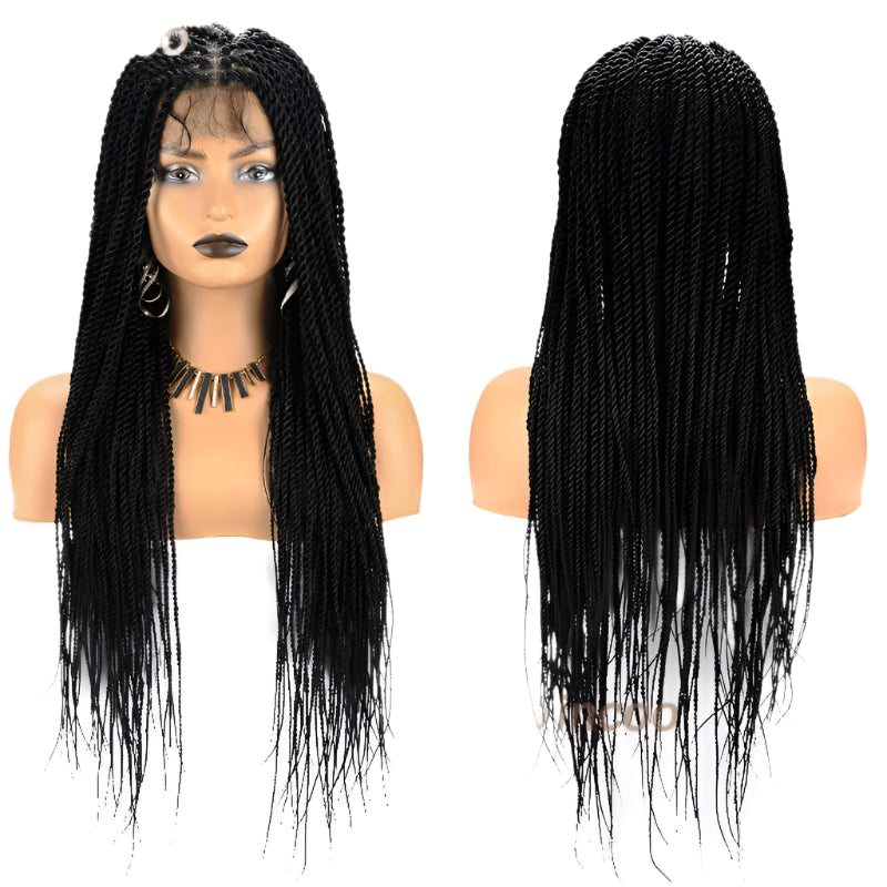 26 Inch Senegalese Twist Faux Locs Braided Wig - Full Lace - Knotless - Synthetic - with Baby Hair