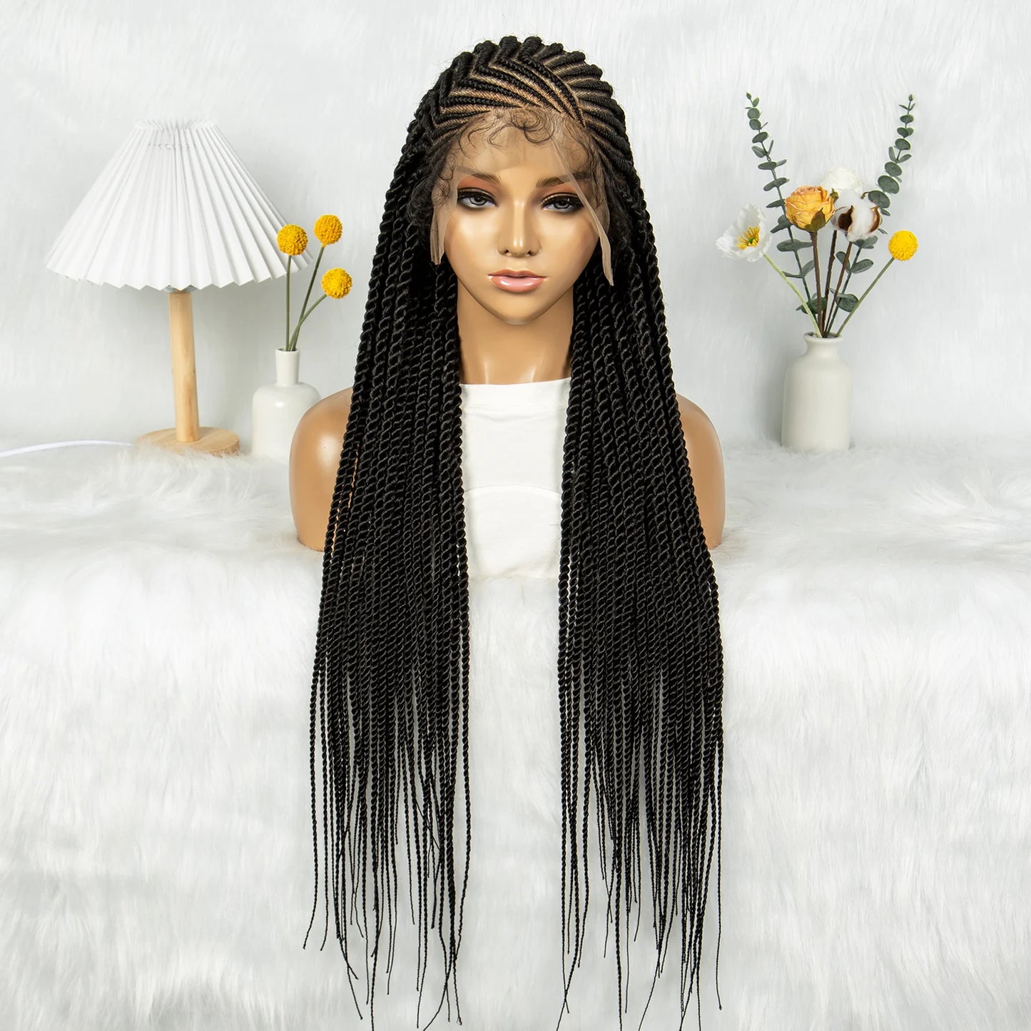 HD Lace Cornrows to Twisted Braids Wig | Full Lace Goddess Style Luxegan