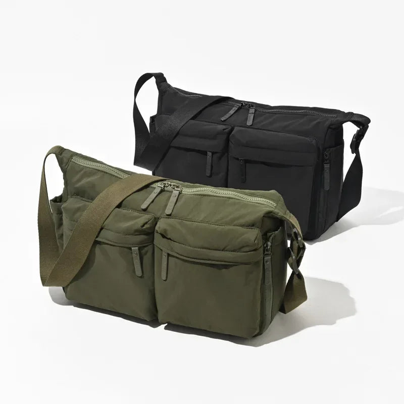 Solid Color Nylon Women's Travel Messenger Bag | Casual Sport Large Capacity Shoulder Handbag with Laptop Pocket Luxegan