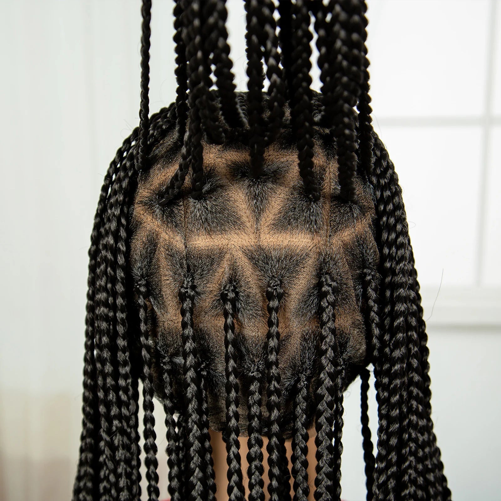 36" HD Full Lace Twisted Box Braids Wig | Long Straight Synthetic Braided Wig with Baby Hair for Black Women Luxegan