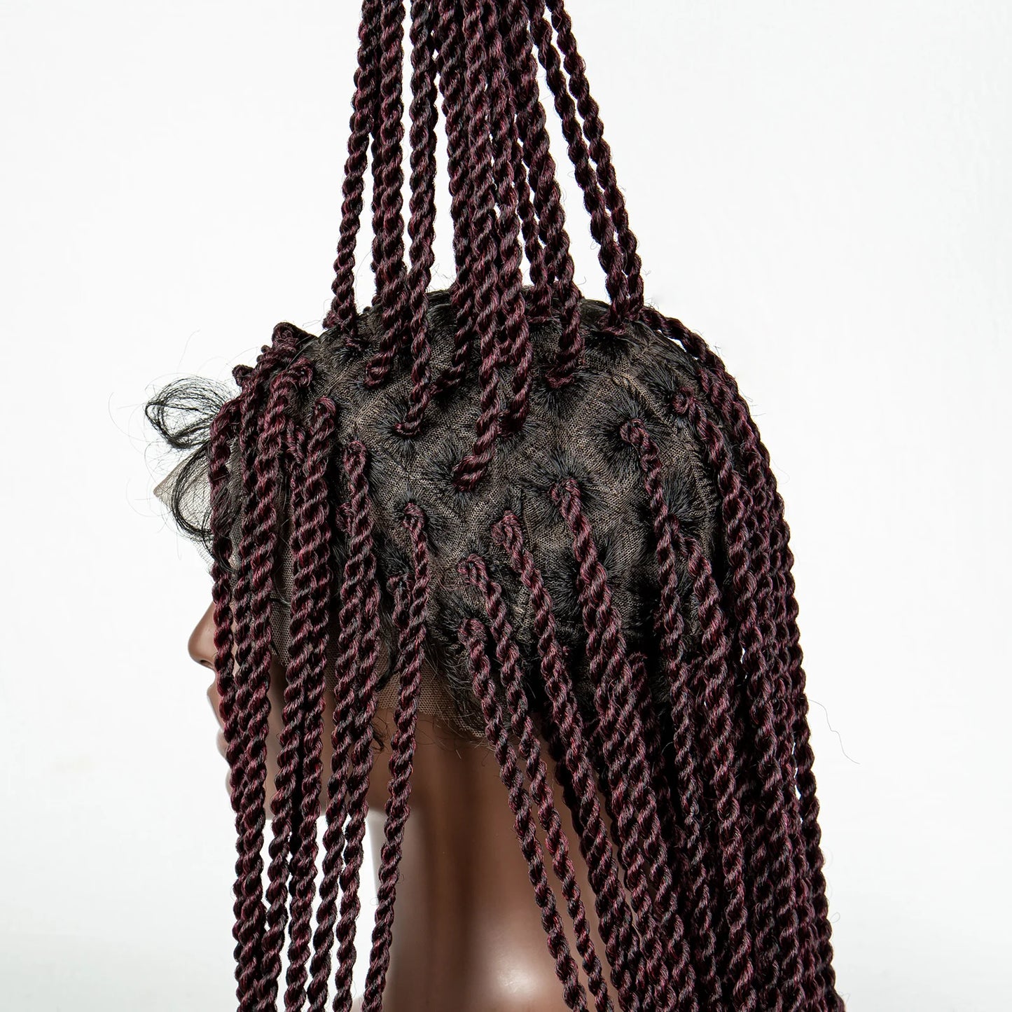 40" 360° HD Full Lace Knotless Twist Braids Wig | Blended Long Box Braids Luxegan