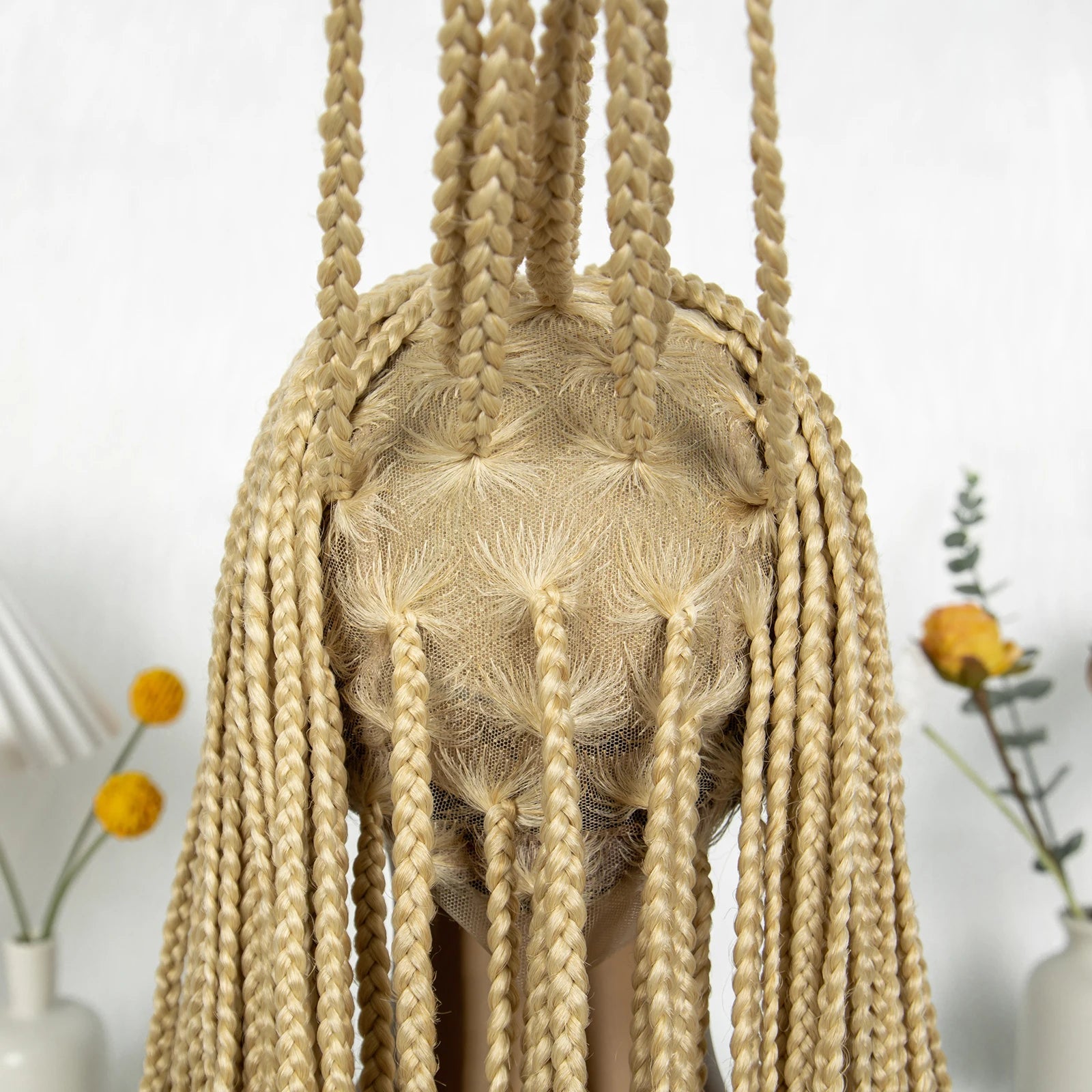 HD Knotless Box Braided Full Lace Wig | Ginger 350# & 613# Blonde | Synthetic Crochet Braids | Black Women Luxegan