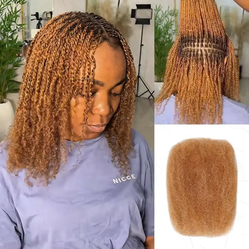 Brazilian Afro Kinky Bulk Human Hair for Braiding - Remy Hair Bundles (Natural Black)