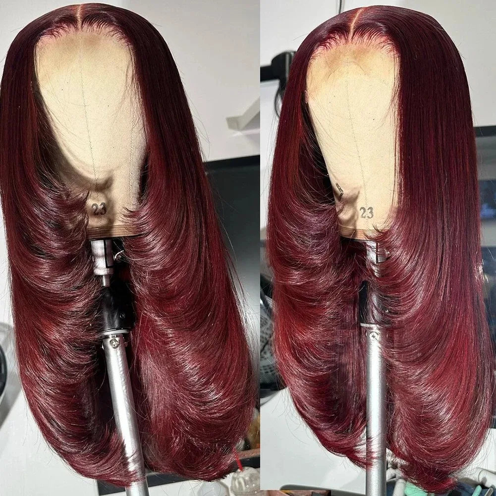 Layered Straight Pink Wig | Sophisticated 13x4 HD Transparent Lace Frontal | Elegant High-Temperature Fiber Bone Straight | "Dignified" 10–34 Inch Pre-Plucked Glueless Wig for Radiant Daily Wear & Cosplay Luxegan