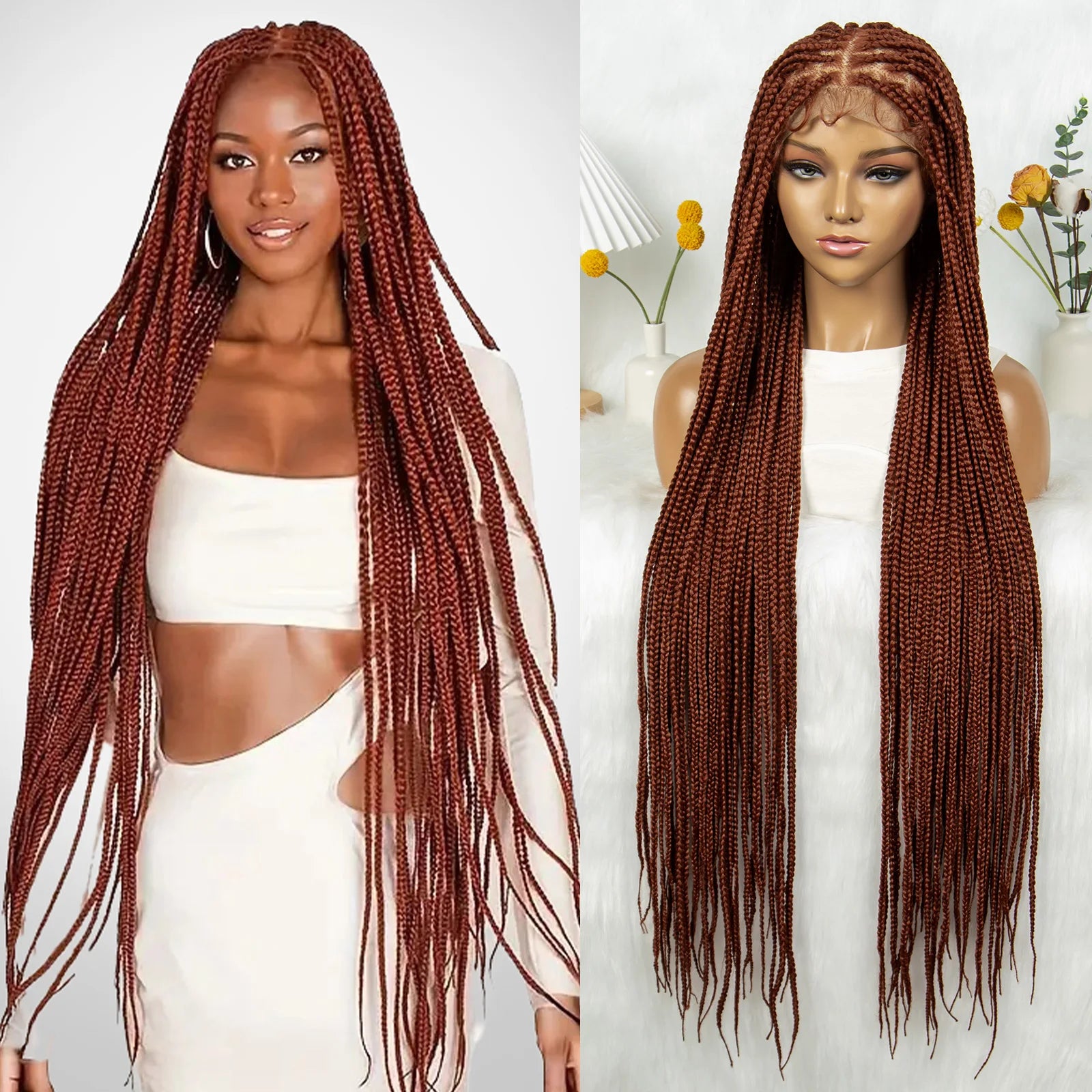 36" Twisted Box Braids Wig | Full Lace with Natural Hairline Luxegan