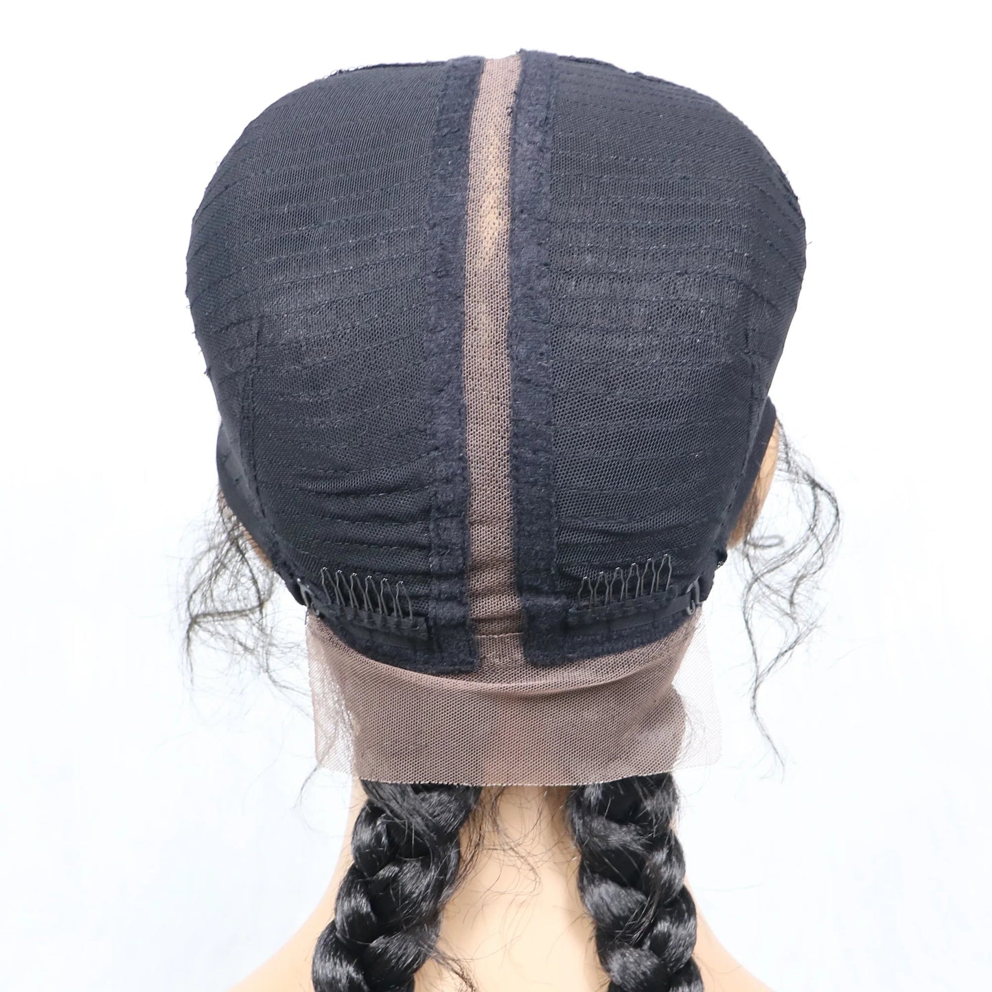 Handmade Double Dutch Cornrow Braided Wig | Natural Black Lace Front | Baby Hair | Kanekalon Synthetic Wig for Women Luxegan