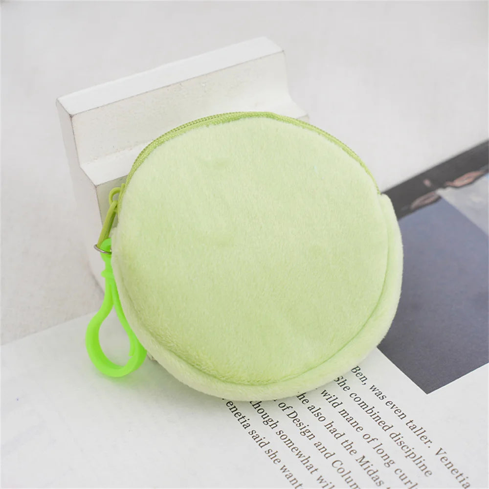 Kawaii Plush Round Coin Purse for Women | Cute Solid Wallet & ID Card Bag Keychain | Minimalist Student Gift Luxegan