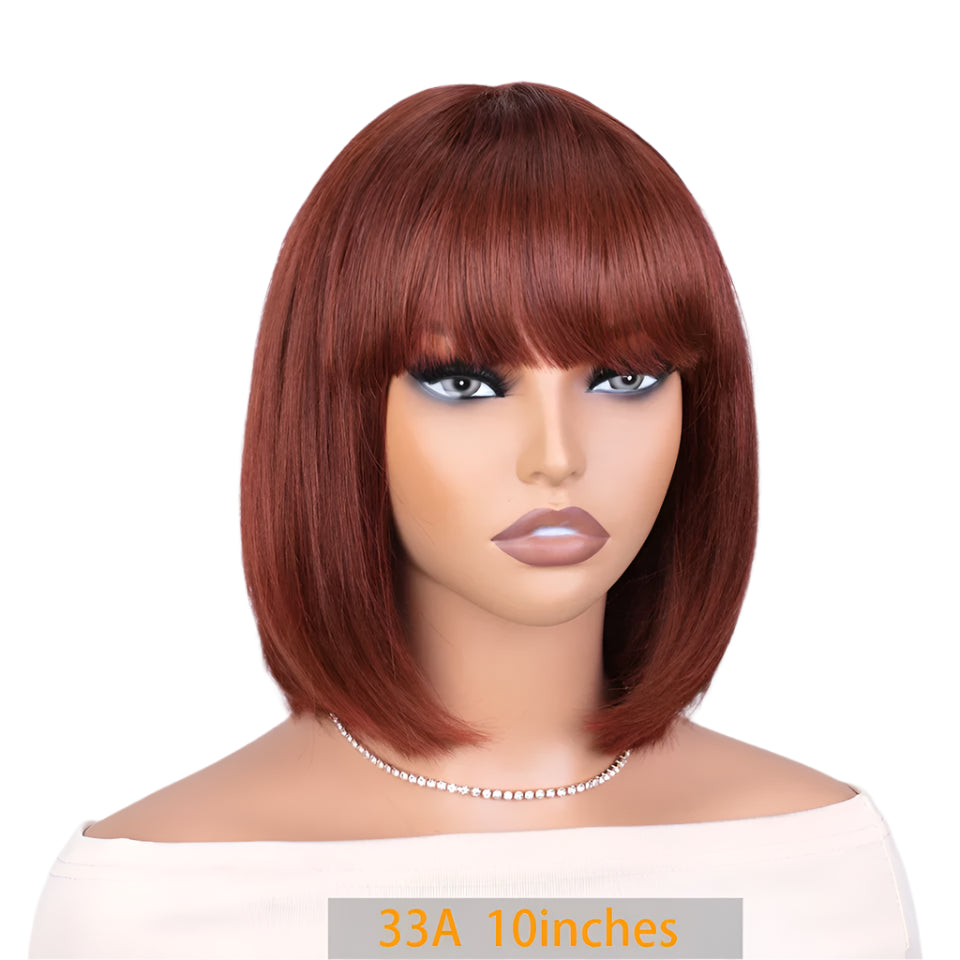 "Put On & Go" Straight Bob Wig | Easy Wear Human Hair with Bangs & Realistic Scalp Luxegan