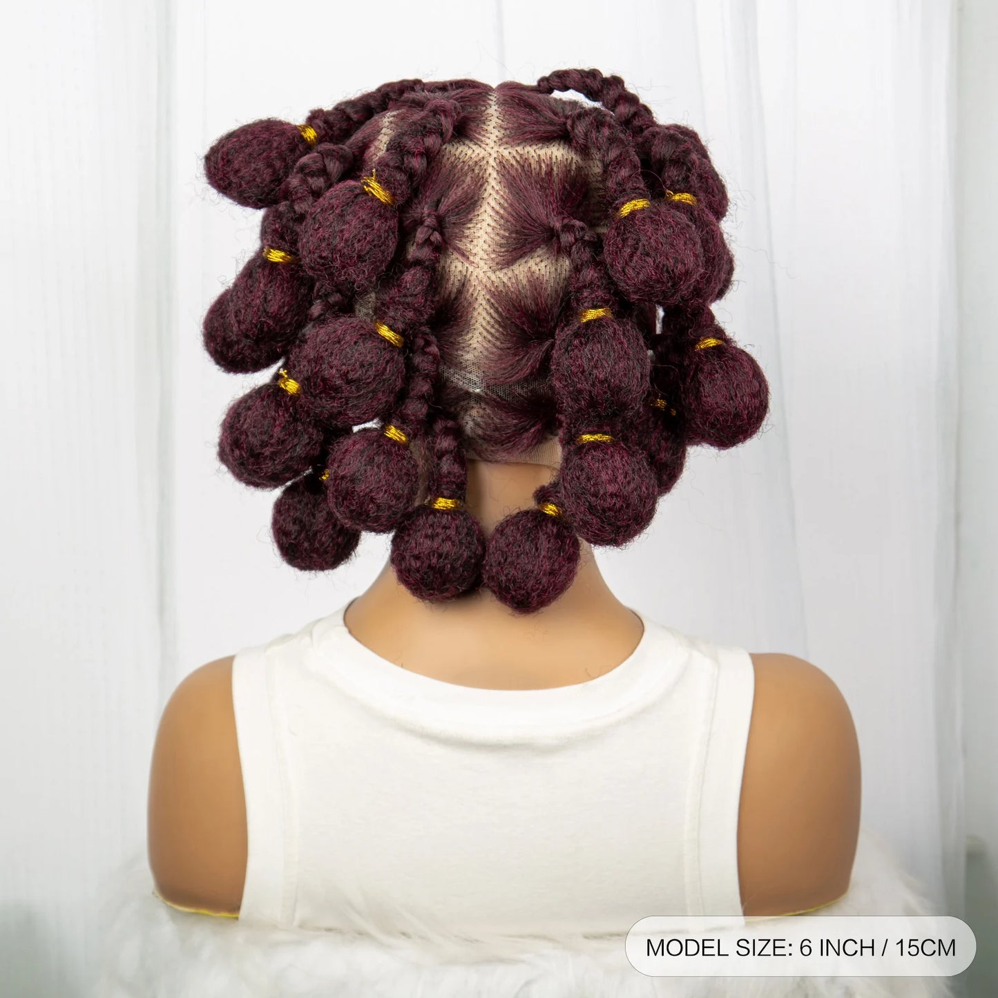 Stunning Burgundy #99J Handmade Bantu Knots Braided Wig - Full Lace, Baby Hair