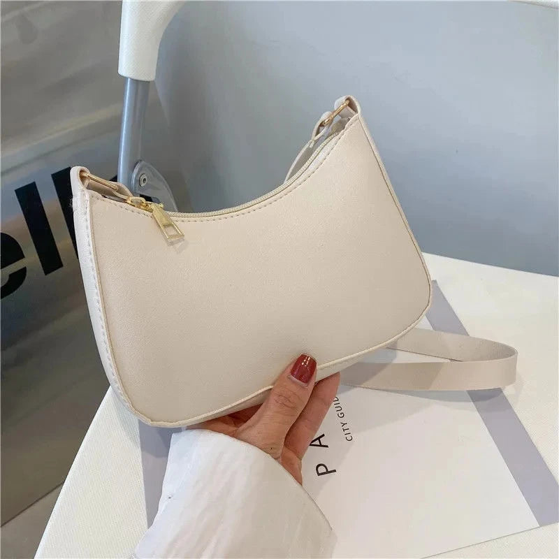Fashion Solid Color Shoulder Bag For Women | PU Leather Armpit Handbag | Casual Daily Underarm Bag Girls Shopping Purse (Bolsa) Luxegan