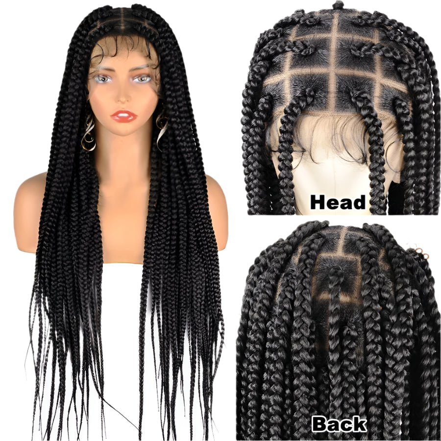 36" Jumbo Knotless Cornrow Braids Wig | Incoo HD Full Lace Braided Wig | Transparent Lace | Black Women