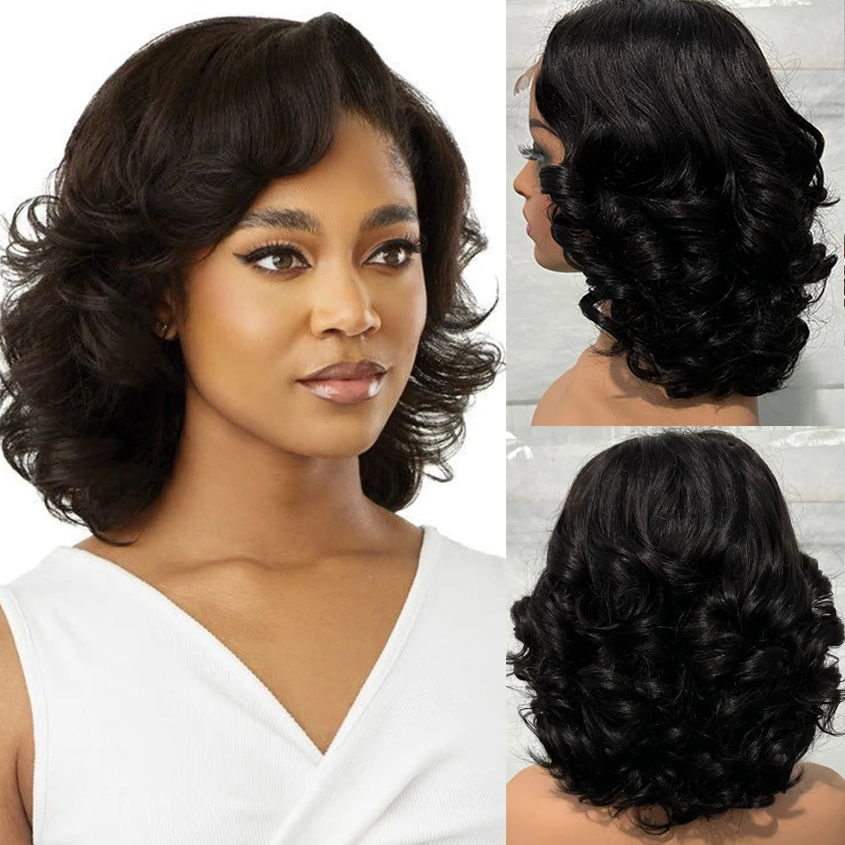 Malaysian Hair | Double Drawn | P4 27 | Ombre | Highlight | Bouncy Wave | Wear and Go | Glueless | Human Hair | Bob Curly Wigs Luxegan