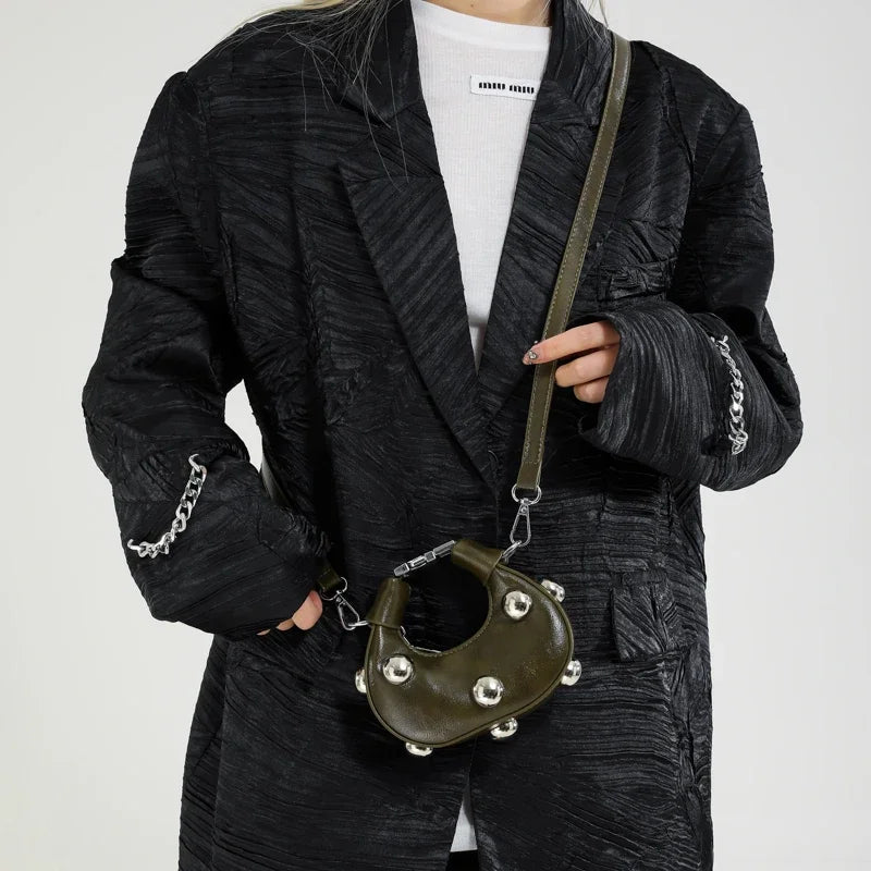 Retro Versatile Ladies Mini Handbag | Women's Big Rivet Personality Luxury Designer Crossbody Bags & Streetwear Shoulder Bag Luxegan