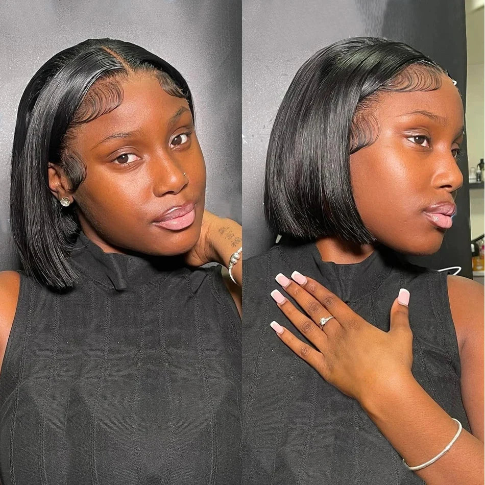 13x4 Glueless Short Bob Wig | Straight Brazilian Remy Hair | Ready to Wear