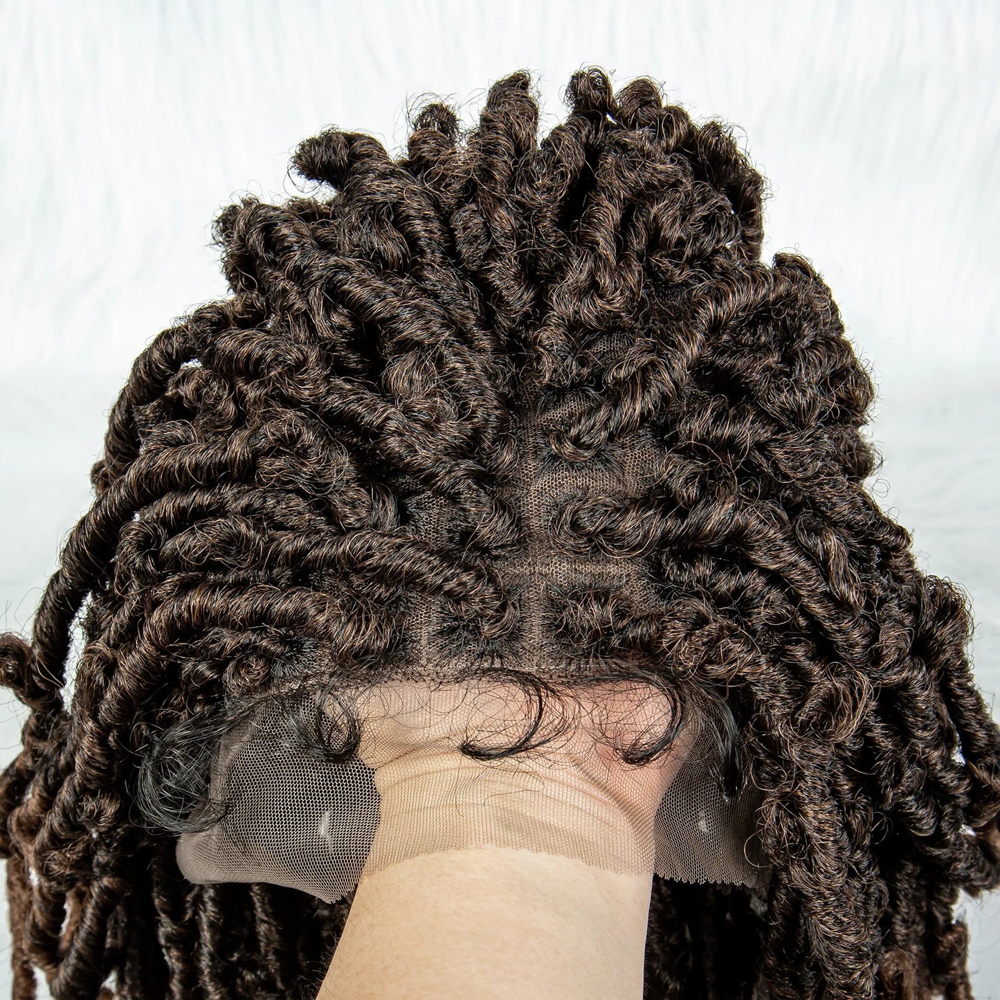 16" Short Knotless Butterfly Locs Wig | Synthetic Lace Front Luxegan