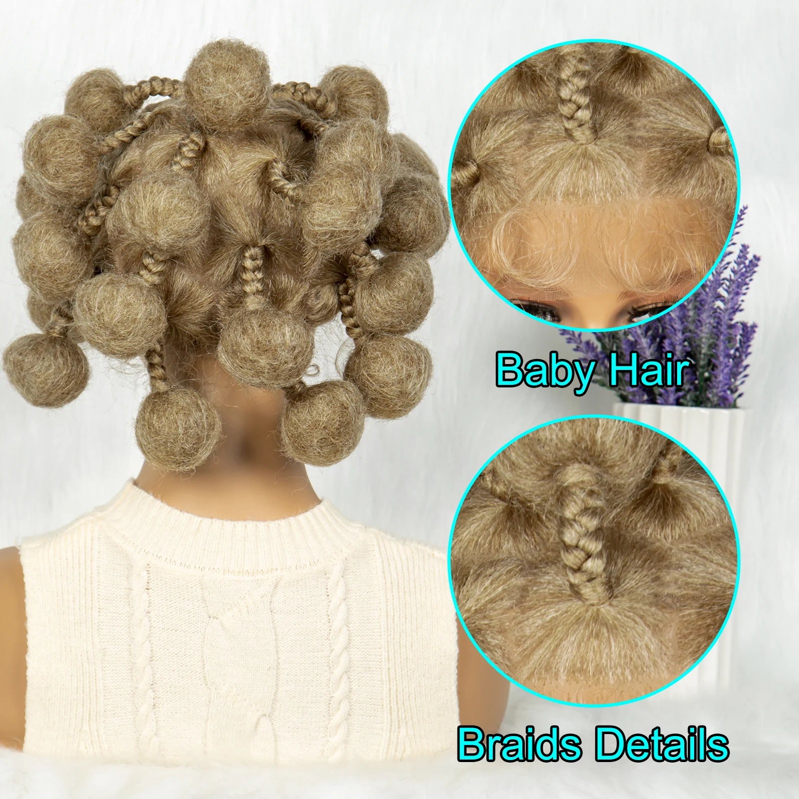 KIMA Bantu Knotless Braids Bun Wig | Full Lace with Baby Hair Luxegan