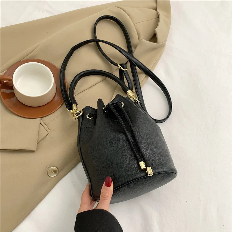 Designer Black Coffee Crossbody Bags Women Luxury Pu Leather Handbags And Purse | Retro Bucket Shoulder Bags Tote Luxegan