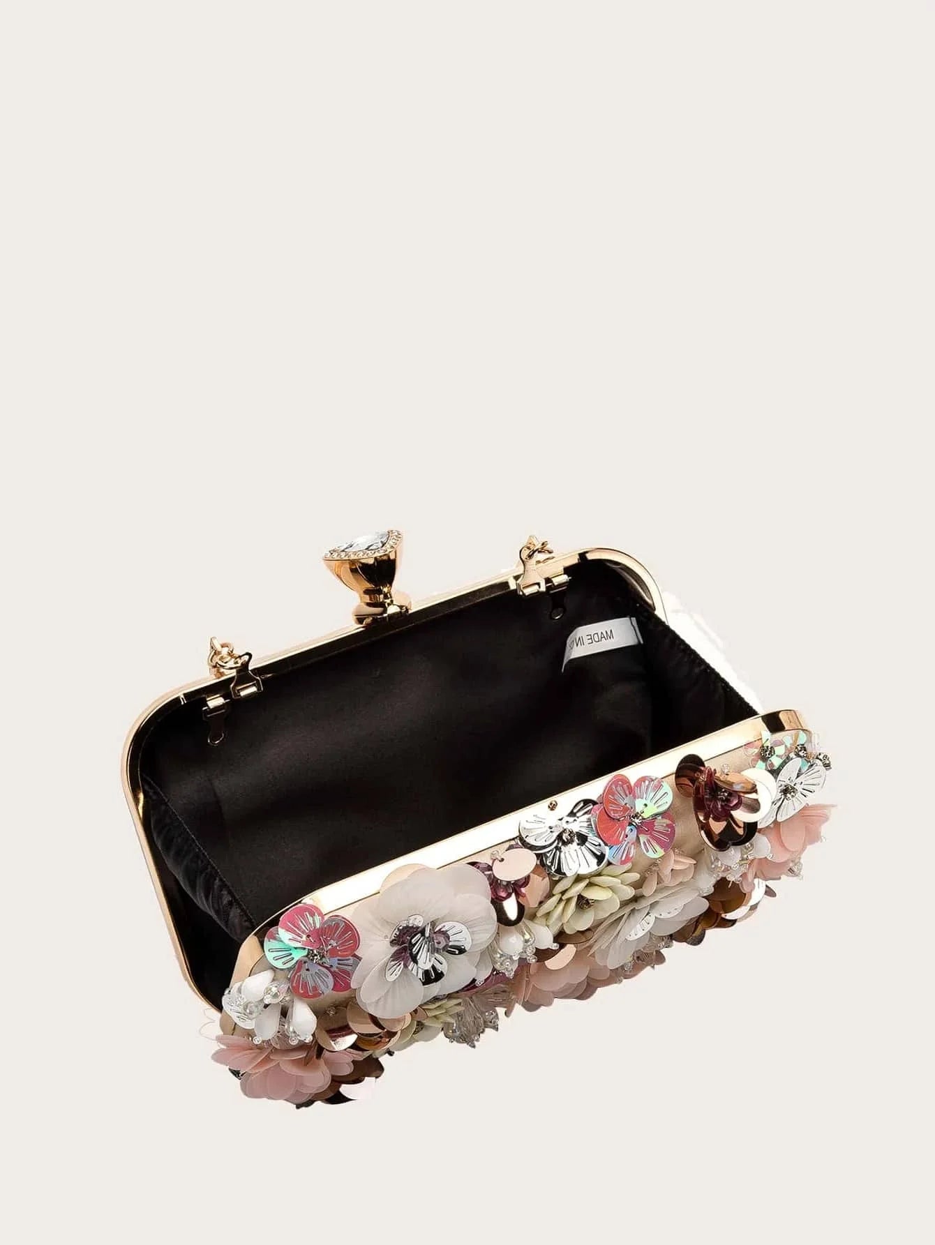 New Handmade Pearl Embroidered Clutch | Glamorous Rhinestone Evening Bag | Quiet Luxury Box Bag for Wedding, Prom & Gala Luxegan