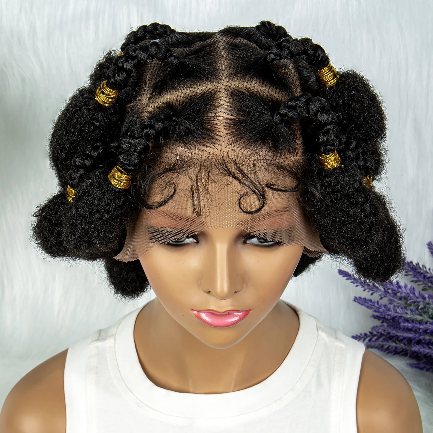 New Style Bantu Knot Knotless Box Braids HD Full Lace Wig | Synthetic Braided Wig for Black Women Luxegan