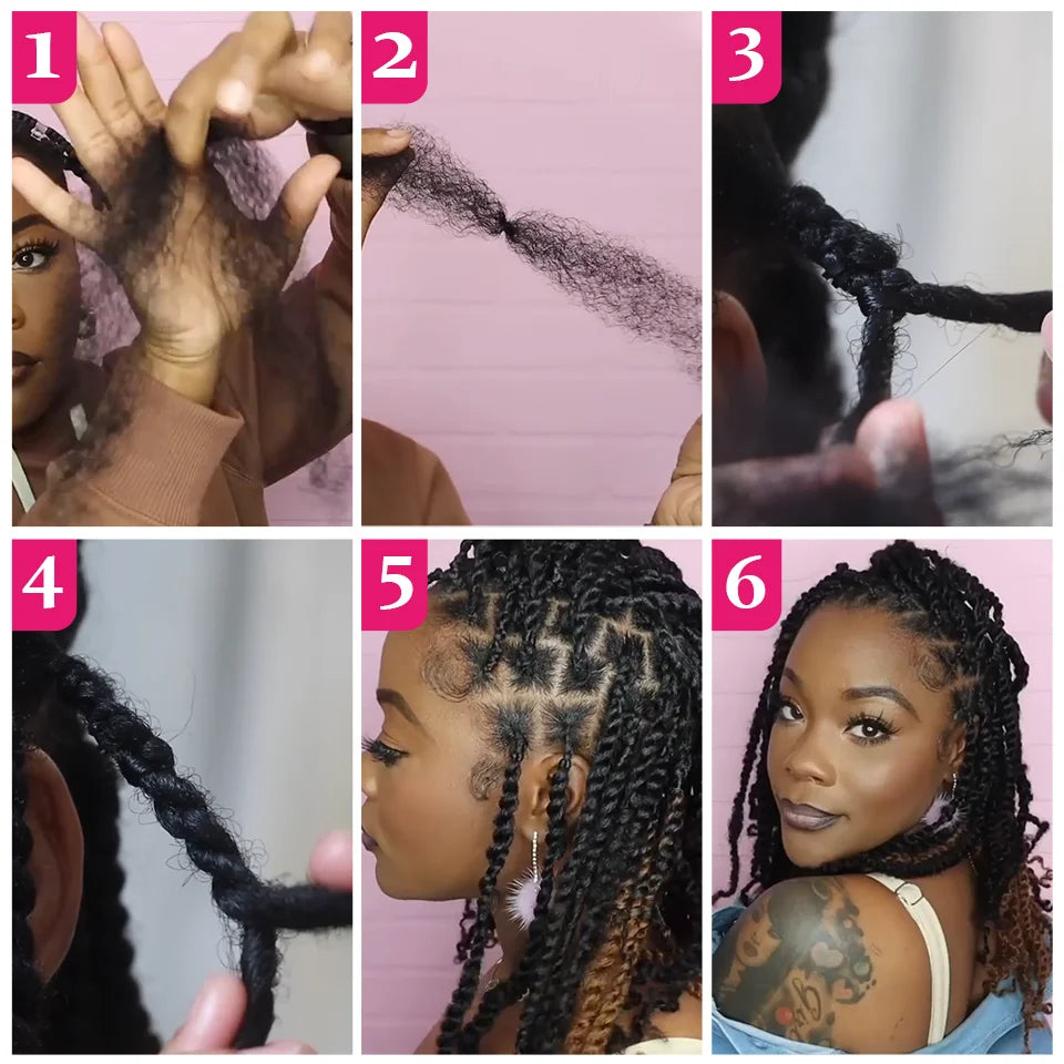 QVR Afro Kinky Curly Bulk Human Hair | No Attachment | Remy Hair | Natural Color | Dreadlock & Braiding Hair