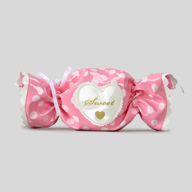 Cute Candy Design Crossbody Bag for Women | Creative Harajuku Love Hearts Shoulder Bag | Colorful PVC "Pillow" Purse & Funny Hip-Hop Accessory for Girls Luxegan