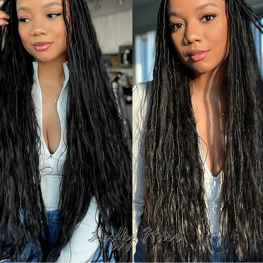 Pre-Looped Crochet Boho Locs | Human Hair Blend Body Wave | Luxegan Luxegan