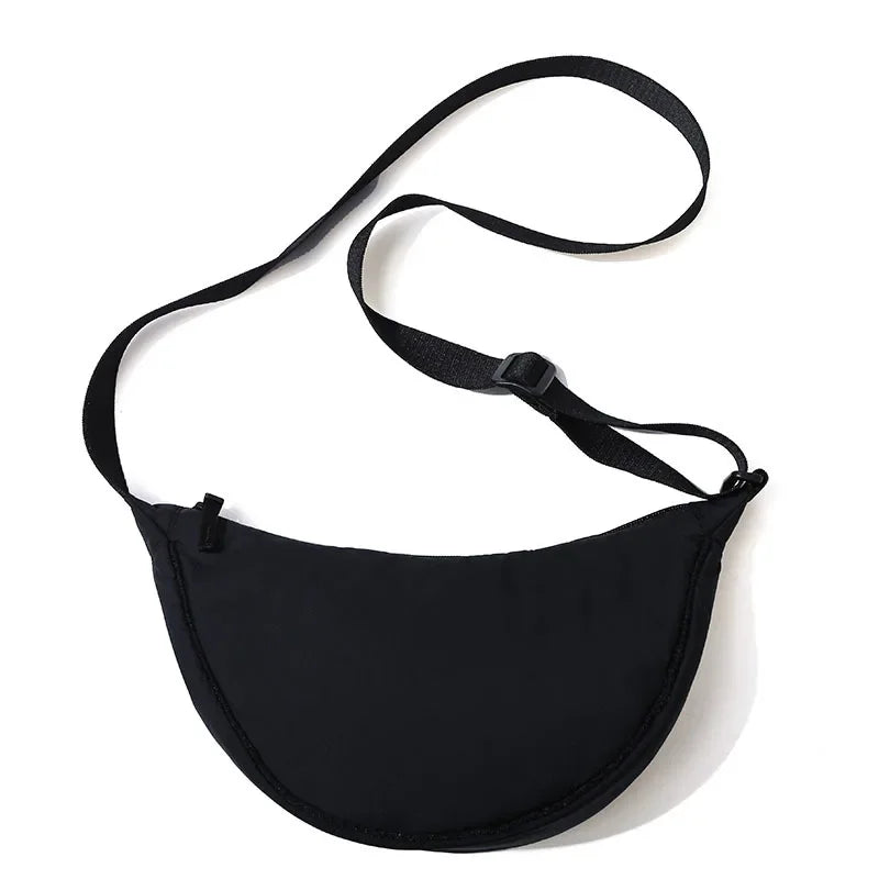 Simple Solid Color Nylon Padded Crossbody Bag | Portable Female Travel Purse & Shoulder Handbag (Messenger Style) Luxegan