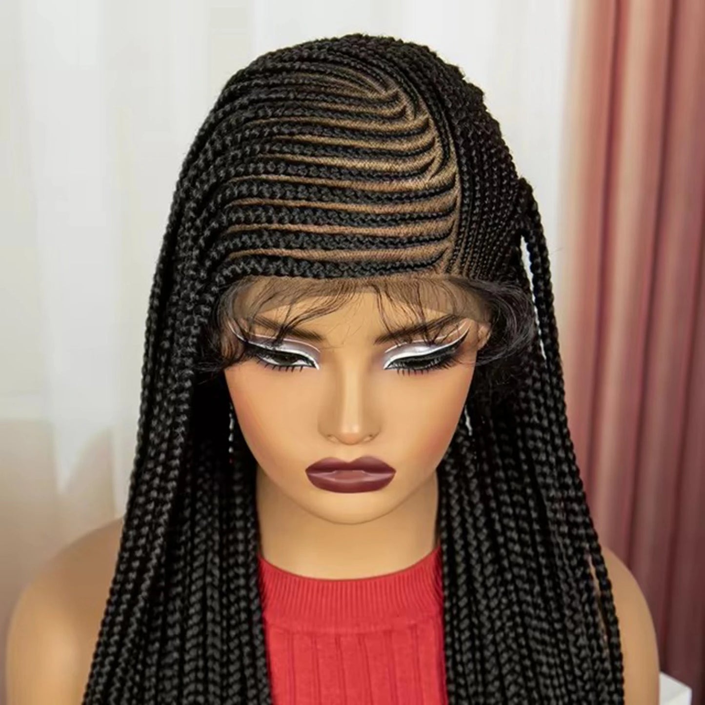 36" Straight Cornrow Knotless Braids Wig | Full Lace | Baby Hair Luxegan